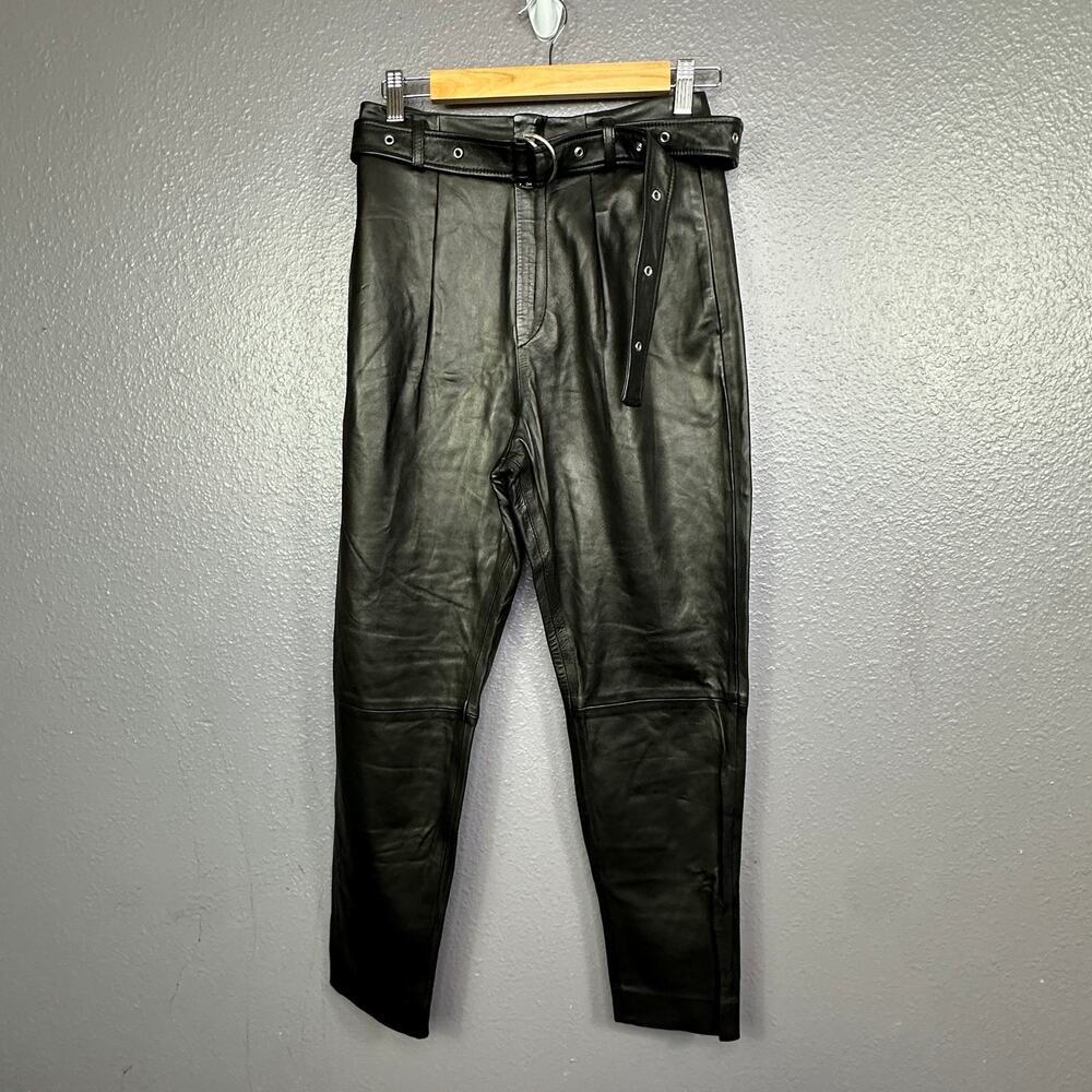 IRO Black Leather Ankle Pants